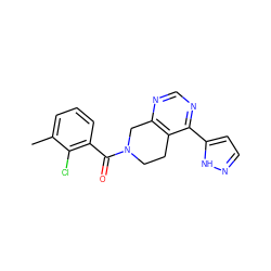 Cc1cccc(C(=O)N2CCc3c(ncnc3-c3ccn[nH]3)C2)c1Cl ZINC000219383447