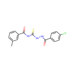 Cc1cccc(C(=O)NC(=S)NNC(=O)c2ccc(Cl)cc2)c1 ZINC000002135453