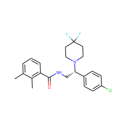 Cc1cccc(C(=O)NC[C@@H](c2ccc(Cl)cc2)N2CCC(F)(F)CC2)c1C ZINC000207588996