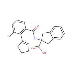 Cc1cccc(C(=O)NC2(C(=O)O)Cc3ccccc3C2)c1C1=CCCC1 ZINC000146513002