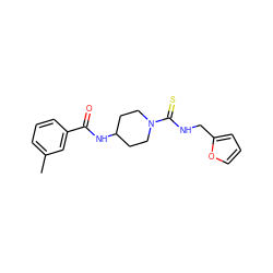 Cc1cccc(C(=O)NC2CCN(C(=S)NCc3ccco3)CC2)c1 ZINC000013477658