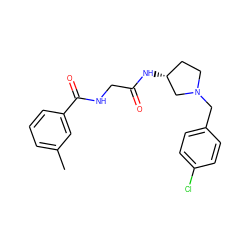 Cc1cccc(C(=O)NCC(=O)N[C@@H]2CCN(Cc3ccc(Cl)cc3)C2)c1 ZINC000028388794