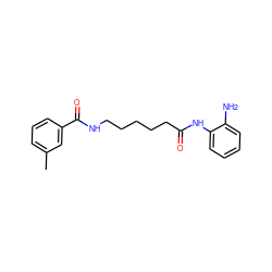 Cc1cccc(C(=O)NCCCCCC(=O)Nc2ccccc2N)c1 ZINC000117586311