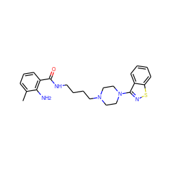 Cc1cccc(C(=O)NCCCCN2CCN(c3nsc4ccccc34)CC2)c1N ZINC000013747166