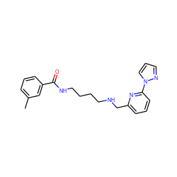 Cc1cccc(C(=O)NCCCCNCc2cccc(-n3cccn3)n2)c1 ZINC000013782315