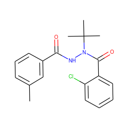 Cc1cccc(C(=O)NN(C(=O)c2ccccc2Cl)C(C)(C)C)c1 ZINC000103178250