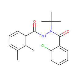 Cc1cccc(C(=O)NN(C(=O)c2ccccc2Cl)C(C)(C)C)c1C ZINC000103200386