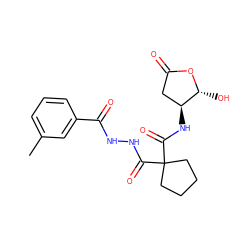 Cc1cccc(C(=O)NNC(=O)C2(C(=O)N[C@H]3CC(=O)O[C@@H]3O)CCCC2)c1 ZINC000036092987