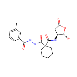 Cc1cccc(C(=O)NNC(=O)C2(C(=O)N[C@H]3CC(=O)O[C@@H]3O)CCCCC2)c1 ZINC000036092957