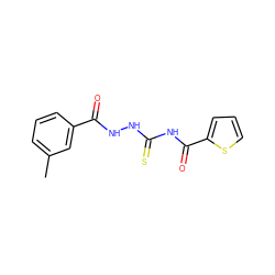 Cc1cccc(C(=O)NNC(=S)NC(=O)c2cccs2)c1 ZINC000002135560