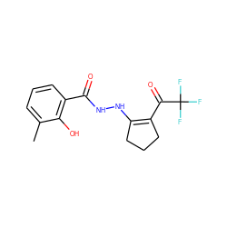 Cc1cccc(C(=O)NNC2=C(C(=O)C(F)(F)F)CCC2)c1O ZINC000008829119