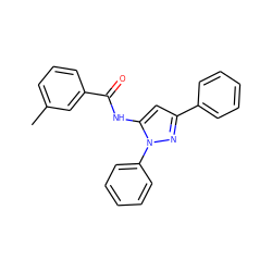 Cc1cccc(C(=O)Nc2cc(-c3ccccc3)nn2-c2ccccc2)c1 ZINC000013584912