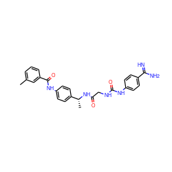 Cc1cccc(C(=O)Nc2ccc([C@@H](C)NC(=O)CNC(=O)Nc3ccc(C(=N)N)cc3)cc2)c1 ZINC000027193435