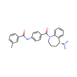 Cc1cccc(C(=O)Nc2ccc(C(=O)N3CCC[C@@H](N(C)C)c4ccccc43)cc2)c1 ZINC000013757963