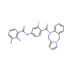 Cc1cccc(C(=O)Nc2ccc(C(=O)N3Cc4cccn4Cc4ccccc43)c(Cl)c2)c1C ZINC000013780023