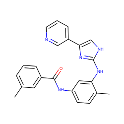 Cc1cccc(C(=O)Nc2ccc(C)c(Nc3nc(-c4cccnc4)c[nH]3)c2)c1 ZINC000040403898