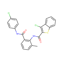 Cc1cccc(C(=O)Nc2ccc(Cl)cc2)c1NC(=O)c1sc2ccccc2c1Cl ZINC000013487491