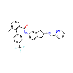 Cc1cccc(C(=O)Nc2ccc3c(c2)C[C@H](NCc2ccccn2)C3)c1-c1ccc(C(F)(F)F)cc1 ZINC000027524476