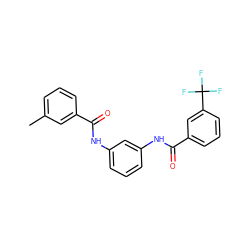 Cc1cccc(C(=O)Nc2cccc(NC(=O)c3cccc(C(F)(F)F)c3)c2)c1 ZINC000169340282