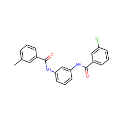 Cc1cccc(C(=O)Nc2cccc(NC(=O)c3cccc(Cl)c3)c2)c1 ZINC000049052313