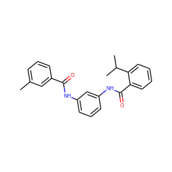 Cc1cccc(C(=O)Nc2cccc(NC(=O)c3ccccc3C(C)C)c2)c1 ZINC000169341194