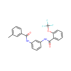 Cc1cccc(C(=O)Nc2cccc(NC(=O)c3ccccc3OC(F)(F)F)c2)c1 ZINC000169340151