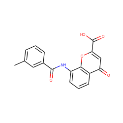 Cc1cccc(C(=O)Nc2cccc3c(=O)cc(C(=O)O)oc23)c1 ZINC000096271905