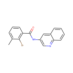 Cc1cccc(C(=O)Nc2cnc3ccccc3c2)c1Br ZINC000064539059