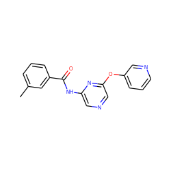 Cc1cccc(C(=O)Nc2cncc(Oc3cccnc3)n2)c1 ZINC000096175614