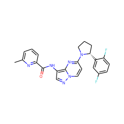 Cc1cccc(C(=O)Nc2cnn3ccc(N4CCC[C@@H]4c4cc(F)ccc4F)nc23)n1 ZINC000118390169