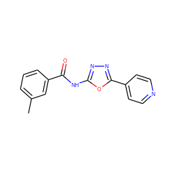 Cc1cccc(C(=O)Nc2nnc(-c3ccncc3)o2)c1 ZINC000004107471