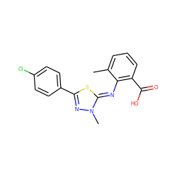 Cc1cccc(C(=O)O)c1/N=c1\sc(-c2ccc(Cl)cc2)nn1C ZINC000028375504