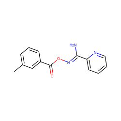 Cc1cccc(C(=O)O/N=C(\N)c2ccccn2)c1 ZINC000004204877