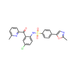 Cc1cccc(C(=O)c2cc(Cl)ccc2NS(=O)(=O)c2ccc(-c3cnc(C)o3)cc2)n1 ZINC000113622409