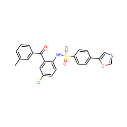 Cc1cccc(C(=O)c2cc(Cl)ccc2NS(=O)(=O)c2ccc(-c3cnco3)cc2)c1 ZINC000201668149