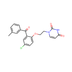 Cc1cccc(C(=O)c2cc(Cl)ccc2OCCn2ccc(=O)[nH]c2=O)c1 ZINC000072127532