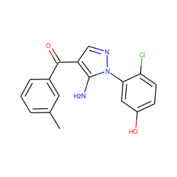 Cc1cccc(C(=O)c2cnn(-c3cc(O)ccc3Cl)c2N)c1 ZINC001772592165