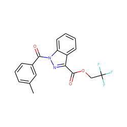 Cc1cccc(C(=O)n2nc(C(=O)OCC(F)(F)F)c3ccccc32)c1 ZINC000072175730