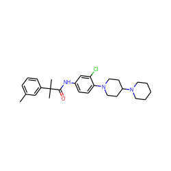 Cc1cccc(C(C)(C)C(=O)Nc2ccc(N3CCC(N4CCCCC4)CC3)c(Cl)c2)c1 ZINC000064559169