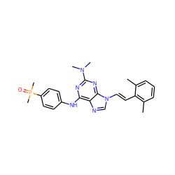 Cc1cccc(C)c1/C=C/n1cnc2c(Nc3ccc(P(C)(C)=O)cc3)nc(N(C)C)nc21 ZINC000040847472