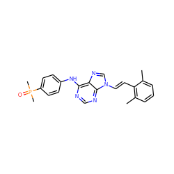 Cc1cccc(C)c1/C=C/n1cnc2c(Nc3ccc(P(C)(C)=O)cc3)ncnc21 ZINC000043199744