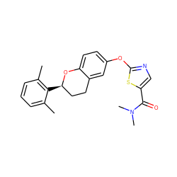 Cc1cccc(C)c1[C@@H]1CCc2cc(Oc3ncc(C(=O)N(C)C)s3)ccc2O1 ZINC000145535273