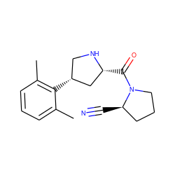 Cc1cccc(C)c1[C@@H]1CN[C@H](C(=O)N2CCC[C@H]2C#N)C1 ZINC000028714251