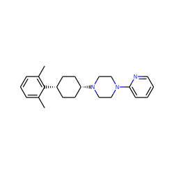 Cc1cccc(C)c1[C@H]1CC[C@@H](N2CCN(c3ccccn3)CC2)CC1 ZINC000261137719