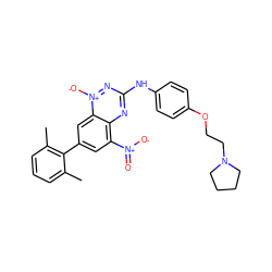 Cc1cccc(C)c1-c1cc([N+](=O)[O-])c2nc(Nc3ccc(OCCN4CCCC4)cc3)n[n+]([O-])c2c1 ZINC000096167748