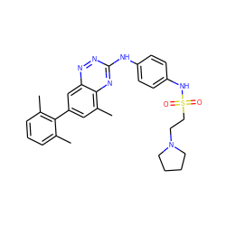 Cc1cccc(C)c1-c1cc(C)c2nc(Nc3ccc(NS(=O)(=O)CCN4CCCC4)cc3)nnc2c1 ZINC000037858301