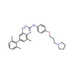 Cc1cccc(C)c1-c1cc(C)c2nc(Nc3ccc(OCCCN4CCCC4)cc3)nnc2c1 ZINC000028702852