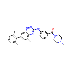 Cc1cccc(C)c1-c1cc(C)c2nc(Nc3cccc(C(=O)N4CCN(C)CC4)c3)nnc2c1 ZINC000096167746