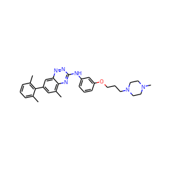 Cc1cccc(C)c1-c1cc(C)c2nc(Nc3cccc(OCCCN4CCN(C)CC4)c3)nnc2c1 ZINC000096167712