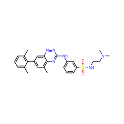 Cc1cccc(C)c1-c1cc(C)c2nc(Nc3cccc(S(=O)(=O)NCCN(C)C)c3)nnc2c1 ZINC000038256868